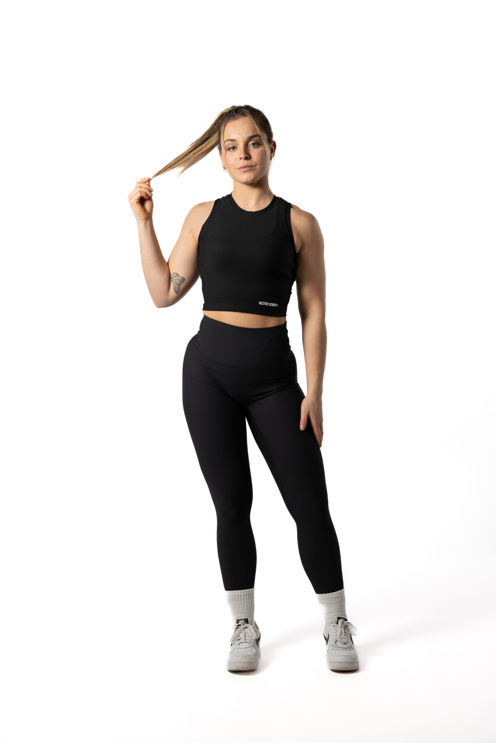 Ribbed High Neck Crop Tank – Black Sport Wears