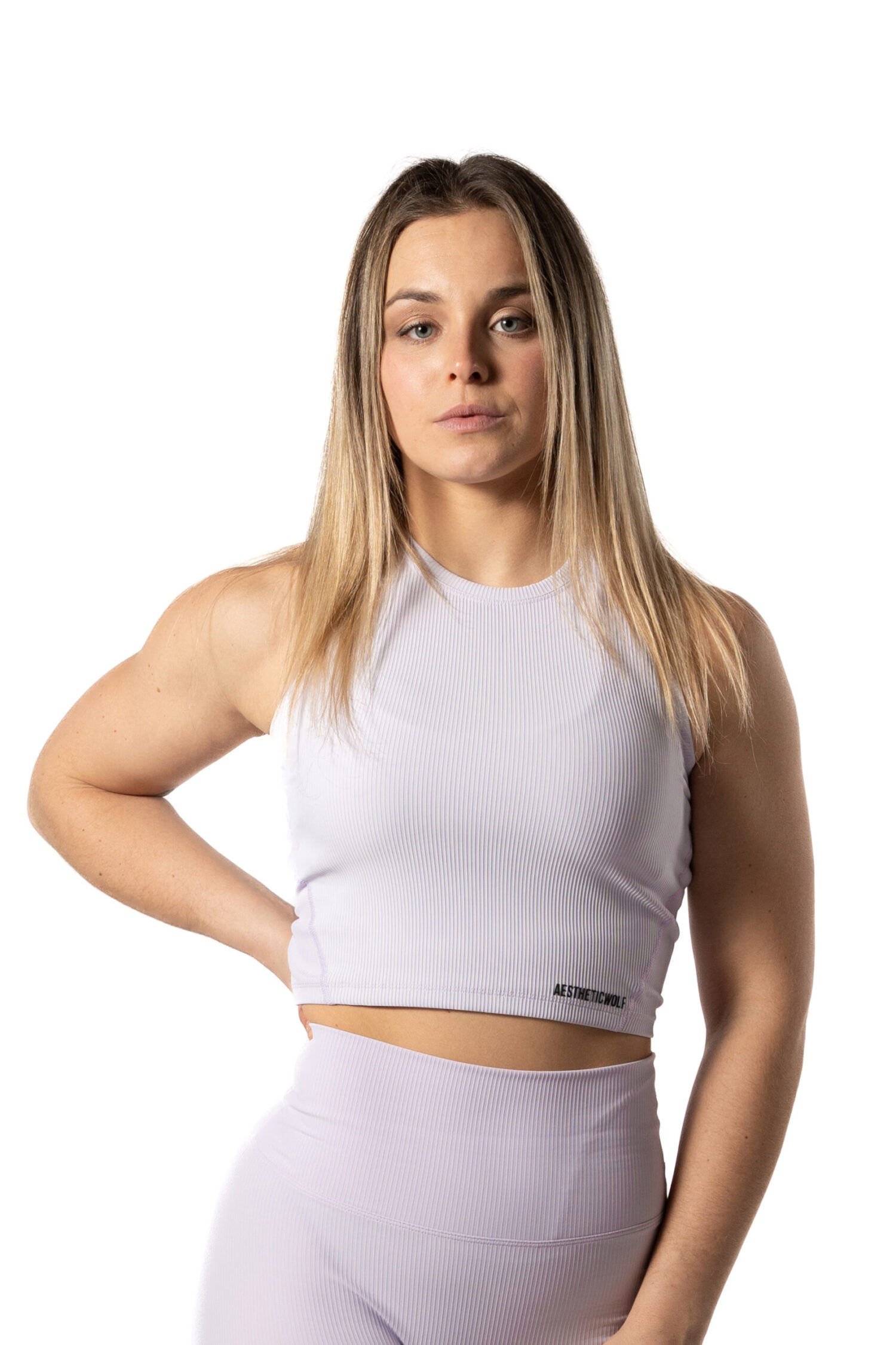 Ribbed High Neck Crop Tank – Lavender Sport Wears