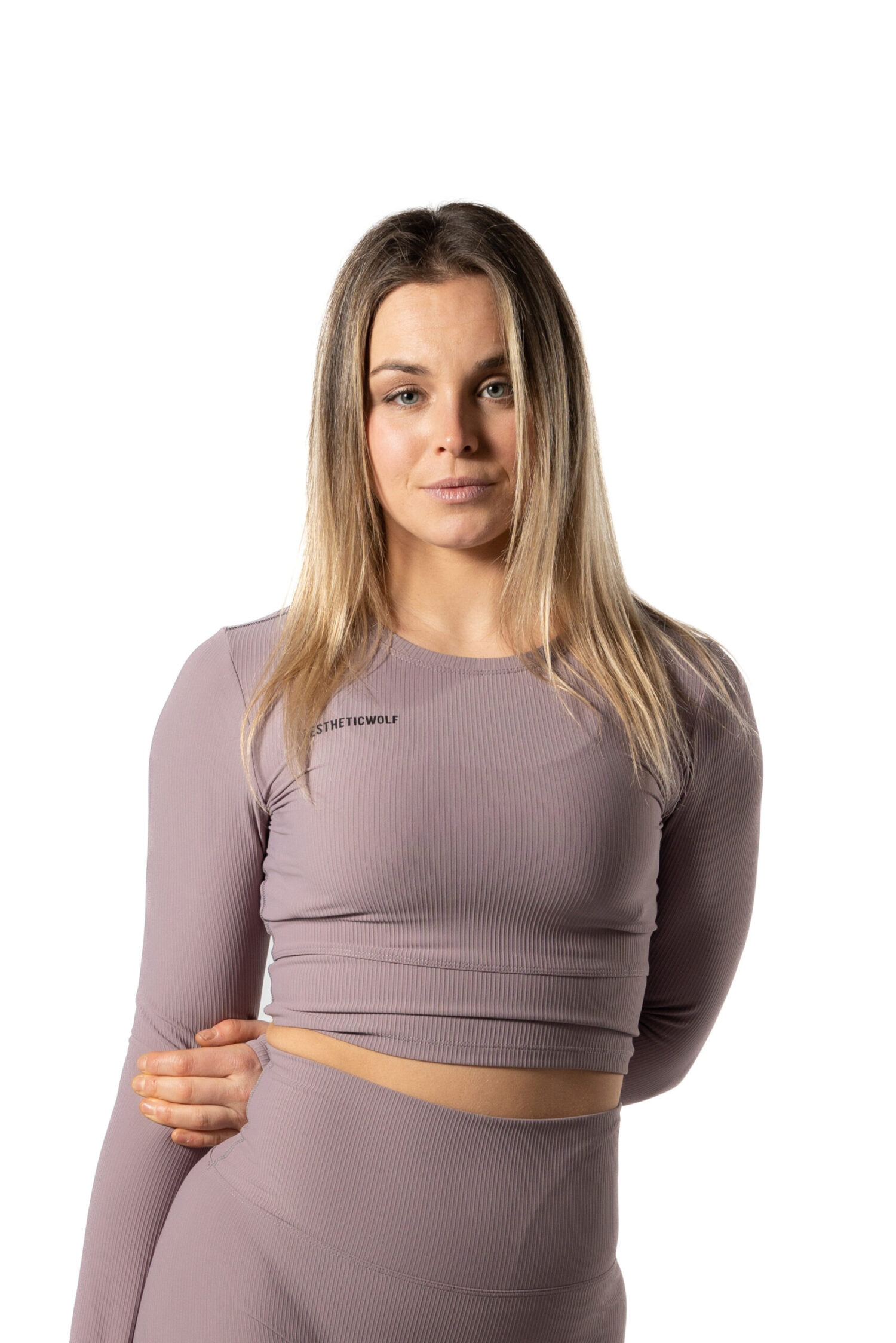 Ribbed Long Sleeve Crop Top – Plum Blossom Sport Wears